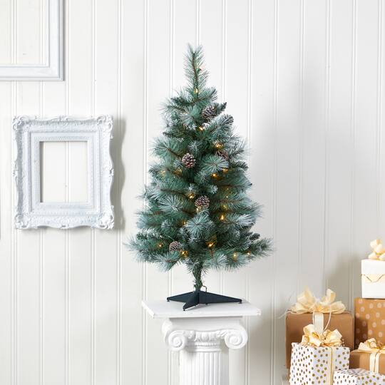 3ft. Pre-Lit British Columbia Mountain Pine Artificial Christmas Tree, Clear LED Lights